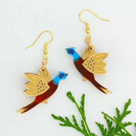 Little Moose Pheasant Earrings Gold