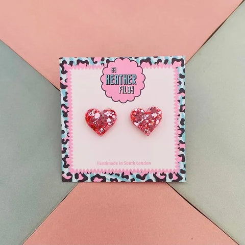 Heather Filby Pink Heart Stud