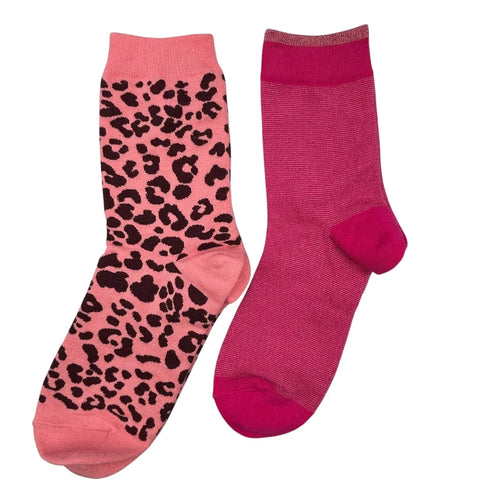 Sixton London Pink Tokyo & Pink Leopard Sock Box Duo