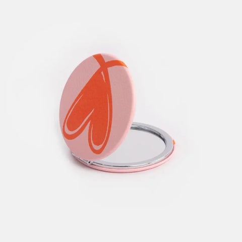 Caroline Gardner Gifts PKM165 Pink & Orange Heart Round Pocket Mirror