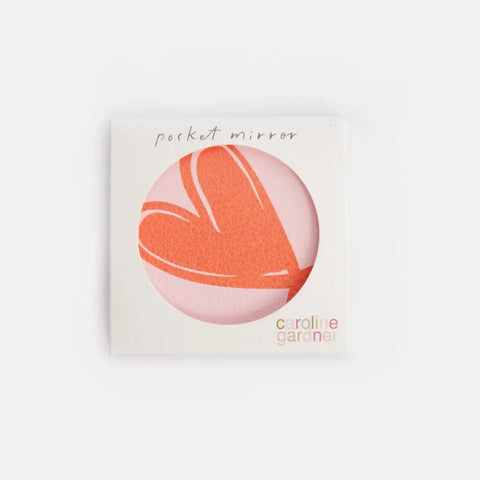 Caroline Gardner Gifts PKM165 Pink & Orange Heart Round Pocket Mirror