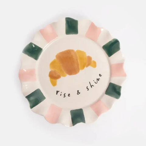 Caroline Gardner Gifts PLT124 Rise & Shine Croissant Plate