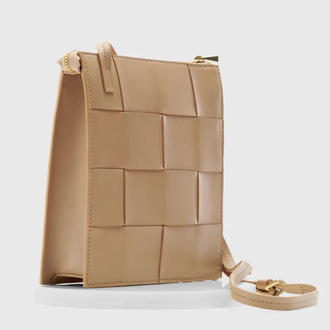 Ecotorie POW-COL-OAT Polly Woven Leather Bag In Oatmeal