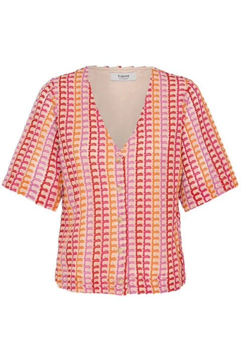 B Young Prisca Ss Blouse In Raspberry Rose Multi