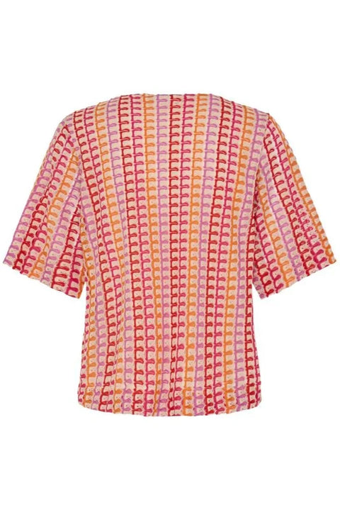 B Young Prisca Ss Blouse In Raspberry Rose Multi