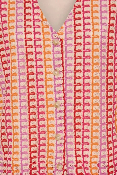 B Young Prisca Ss Blouse In Raspberry Rose Multi