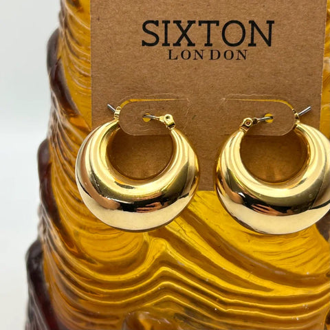 Sixton London Purple Retro Gold Hoop Earrings