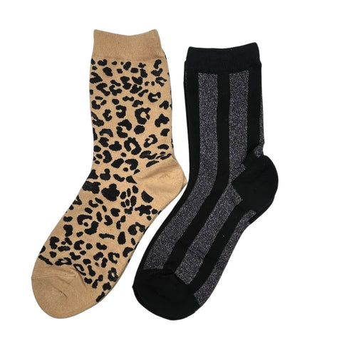 Sixton London Sand Leopard & Black Berlin Sock Box Duo
