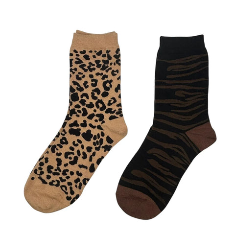 Sixton London Sand Leopard & Brown Savannah Sock Box Duo