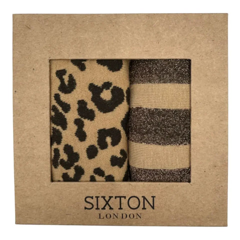 Sixton London Sand Leopard & Sand Berlin Sock Box Duo