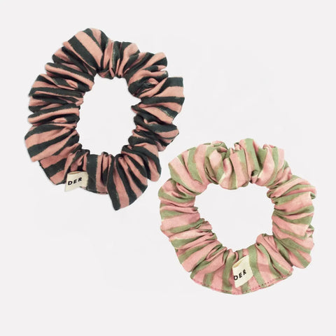 Yonder Cotton Mini Scrunchie Duo Green Mix