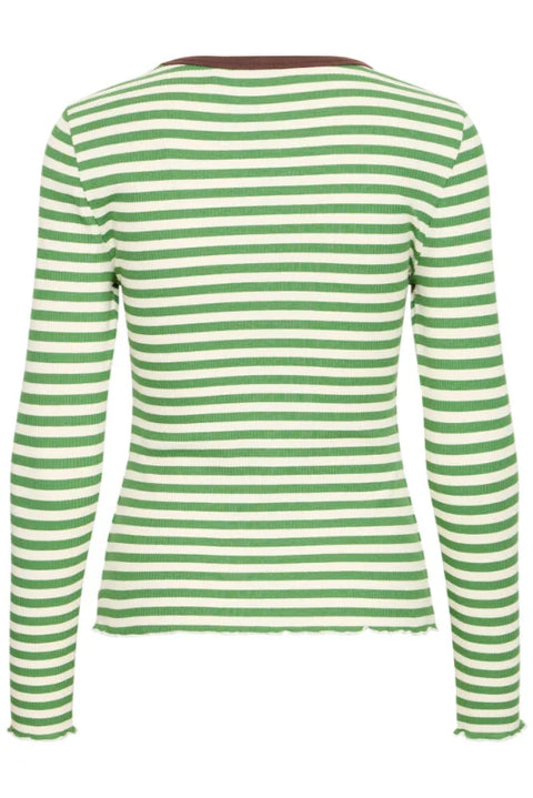 B Young Sinne Rib Tshirt In Birch / Green  Stripe