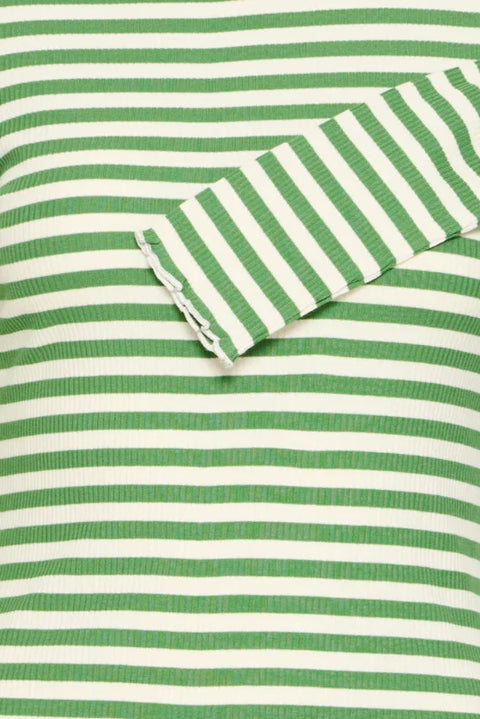 B Young Sinne Rib Tshirt In Birch / Green  Stripe