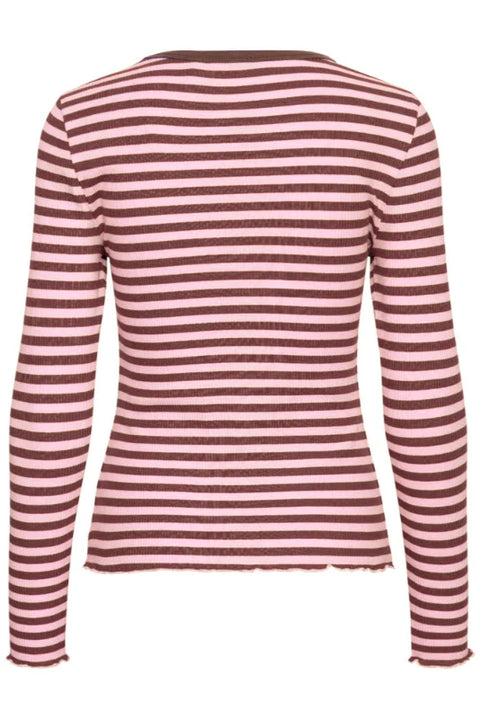 B Young Sinne Rib Tshirt In Java / Pink Stripe