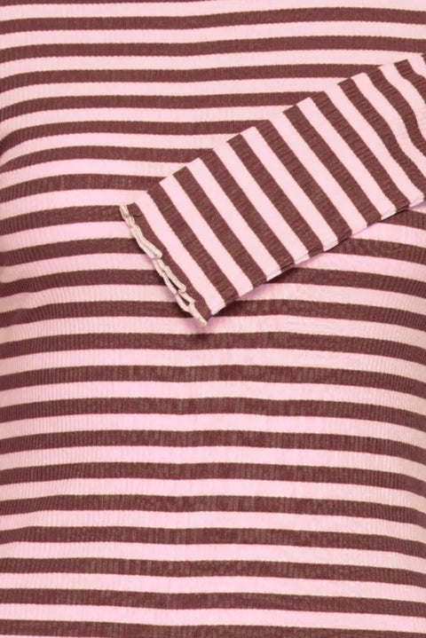 B Young Sinne Rib Tshirt In Java / Pink Stripe