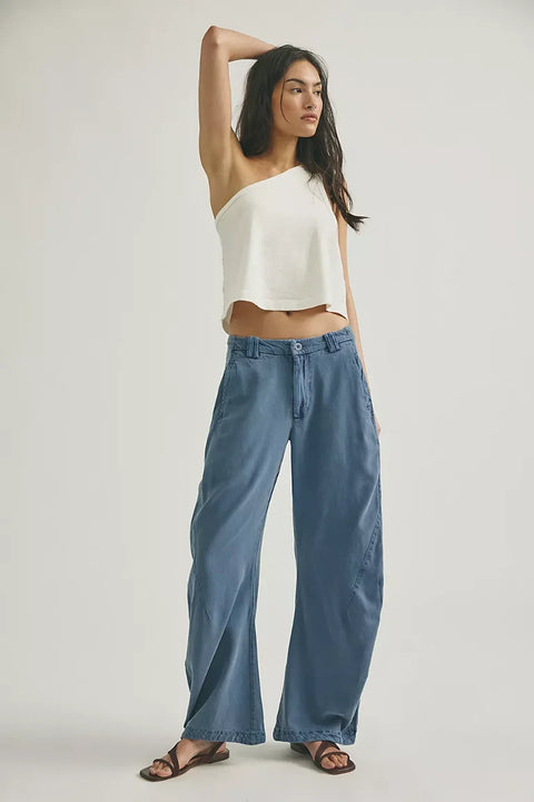 Free People Spotlight Washed Trouser In Flint Stone