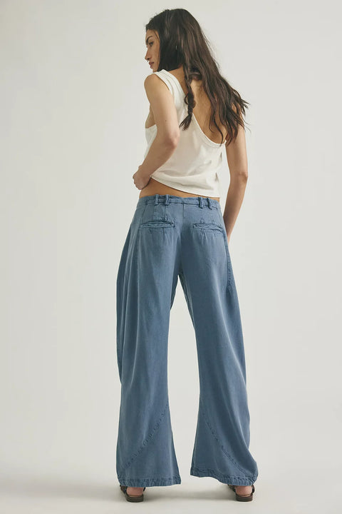 Free People Spotlight Washed Trouser In Flint Stone