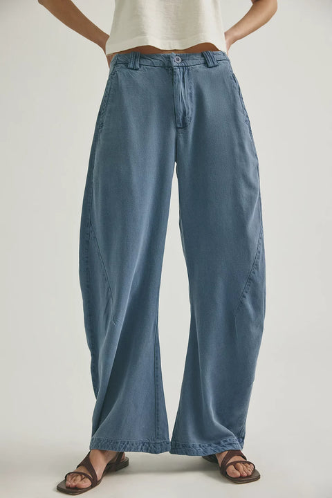 Free People Spotlight Washed Trouser In Flint Stone