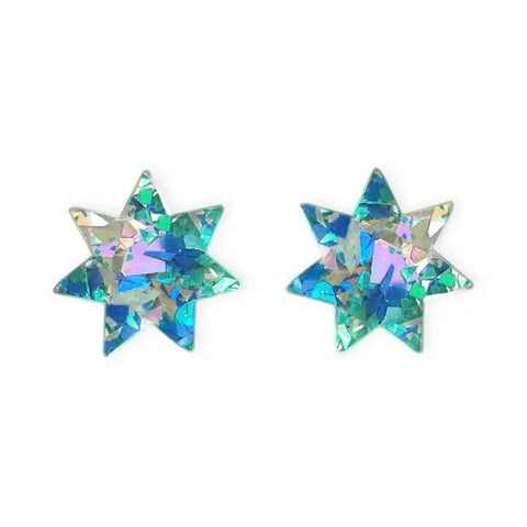 Natalie Owen STE1 Star Stud Earrings in Ice Blue Sparkle