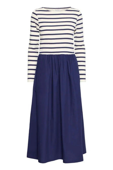 B Young Sulaima Dress In Marshmallow/Med Blue Stripe