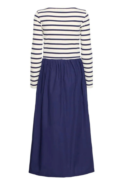 B Young Sulaima Dress In Marshmallow/Med Blue Stripe