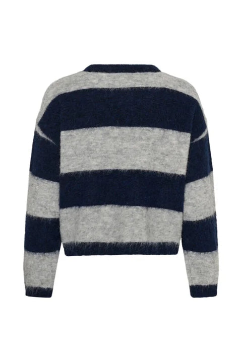 Saint Tropez Tayzie Pullover In Navy Grey Melange Stripe