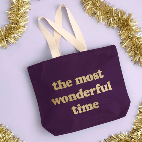 Alphabet Bags The Most Wonderful Time - Plum Tote Bag