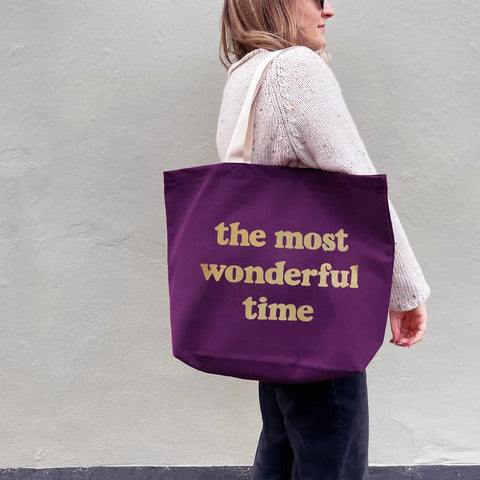 Alphabet Bags The Most Wonderful Time - Plum Tote Bag
