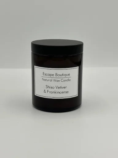 Shiso, Vetiver & Frankincense 180ml Brown Pot Natural Vegetable Wax Candle