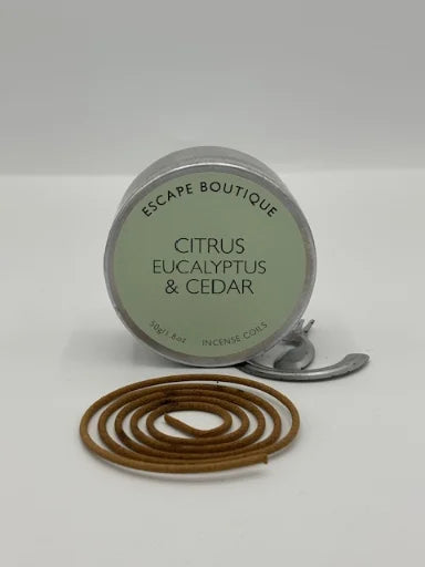 Citrus Amber & Eucalyptus Japanese Style Incense Coils X 20 In A Tin