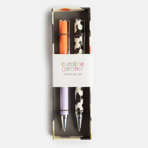 Caroline Gardner Gifts TPN108 Flower & Coral/Lilac Set Of 2 Boxed Pens