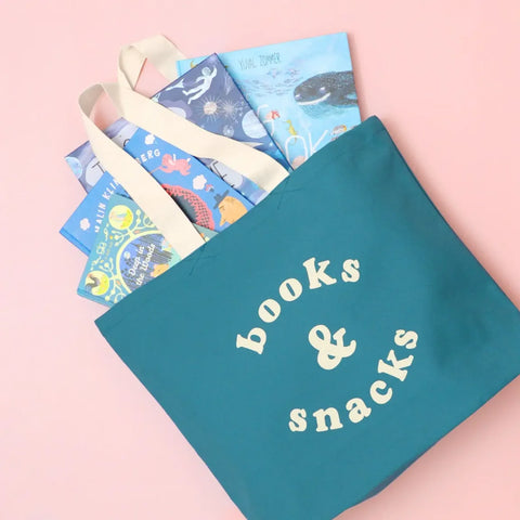 Alphabet Bags Books & Snacks - Tropical Blue Canvas Tote Bag