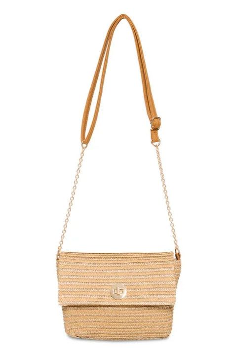 B Young Viesta Shoulder Bag In Natural Medium Straw
