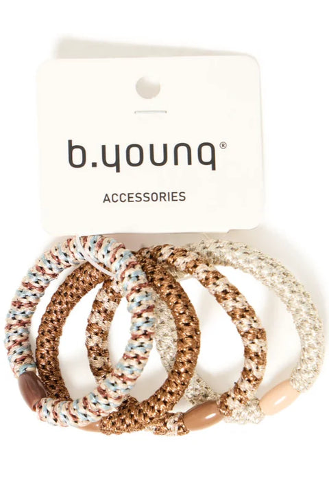 B Young Vlasta Hair Elastic 4 Pack In Brown/Gold Hair Elastic Mix