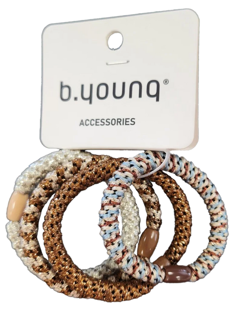 B Young Vlasta Hair Elastic 4 Pack In Brown/Gold Hair Elastic Mix