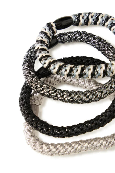 B Young Vlasta Hair Elastic 4 Pack In Black/Silver Hair Elastic Mix