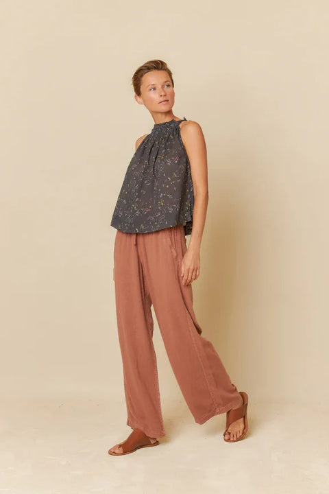 Indi & Cold AD151 Halter Collar Top In Carbon