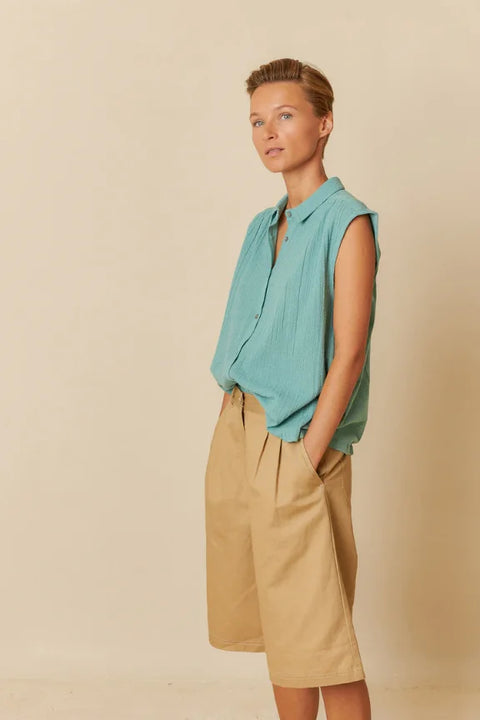 Indi & Cold SK355 Lore Combined Shirt In Jade