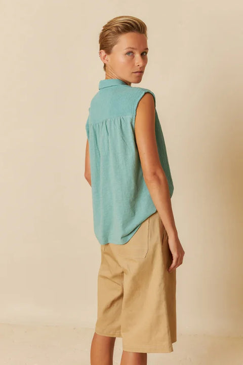 Indi & Cold SK355 Lore Combined Shirt In Jade