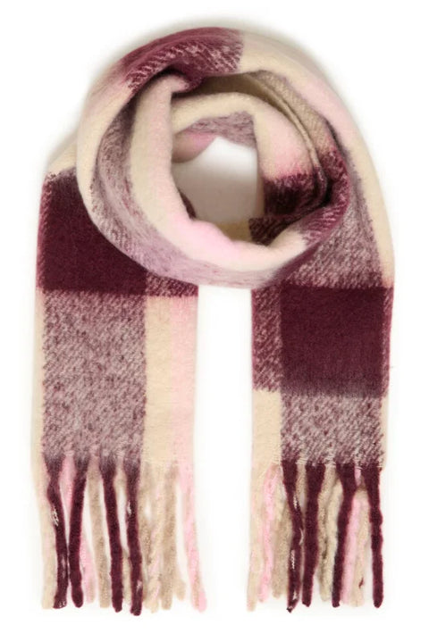 B Young Wibke Scarf In Fig/Pink Check