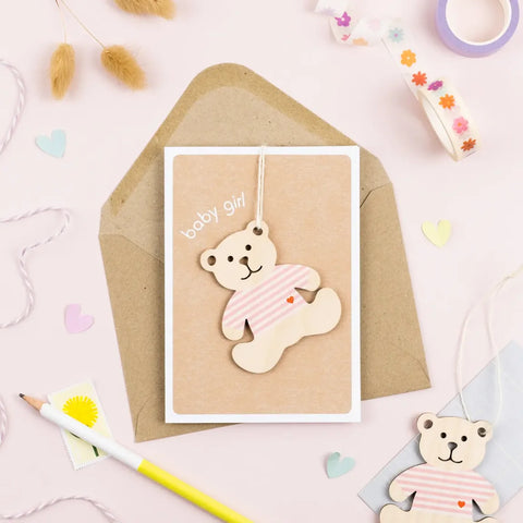 Daisycat Cards WK08 Baby Girl Keepsake Card