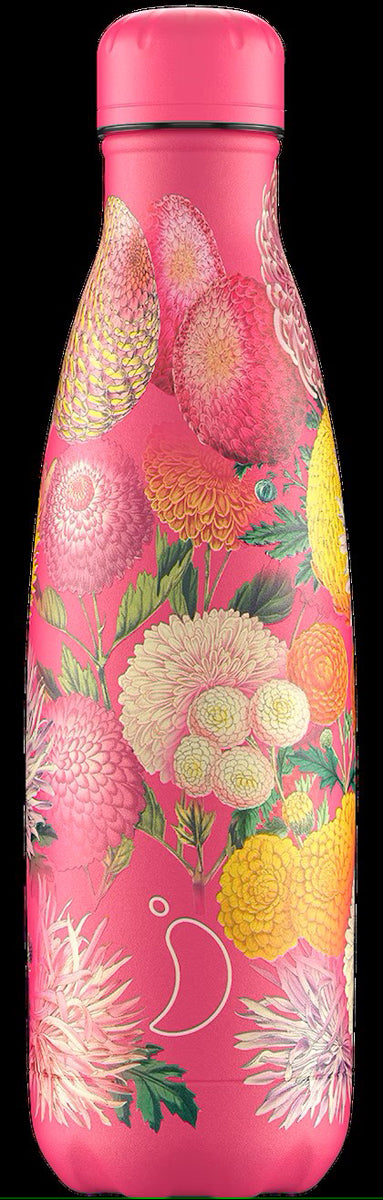 Chilly's Bottle 500Ml Floral Pink Pompoms