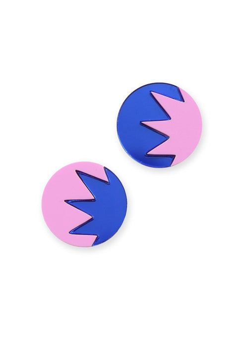 Kam Creates Wavy Acrylic Disc Studs In Pink And Blue