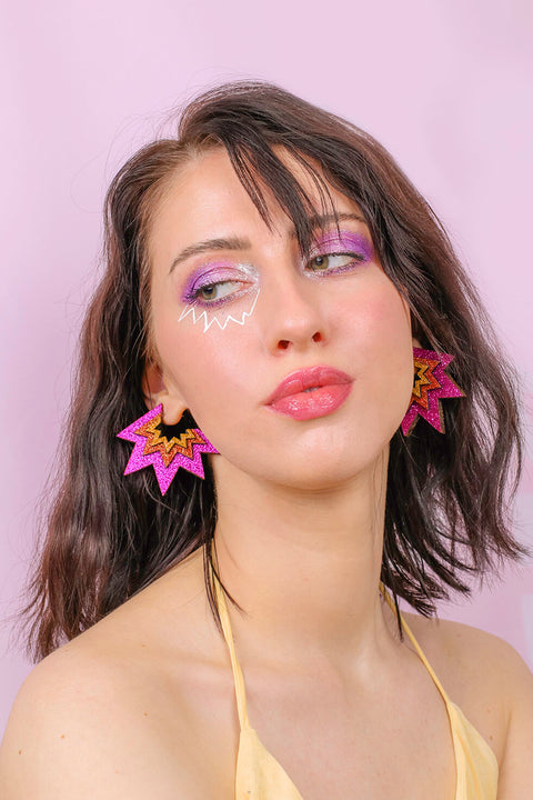 Kam Creates Bang Bang Big Hoops In Purple And Yellow Gold