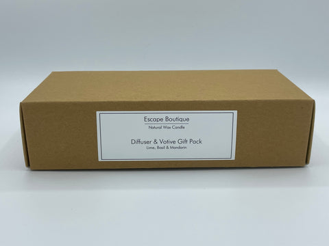 Lime Basil & Mandarin Gift Pack 50ml Reed Diffuser/2 x 9cl Candles
