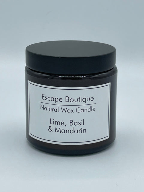 Lime, Basil & Mandarin  120ml Brown Pot Natural Vegetable Wax Candle in