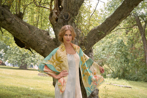 Powder LIN16 100% Linen Delicate Tropics in Sage Scarf Sage