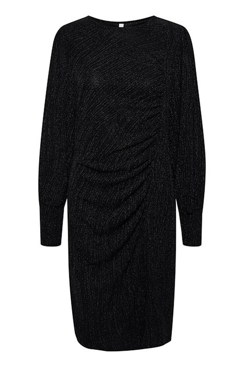 Pulz Malia Dress In Black Glitter