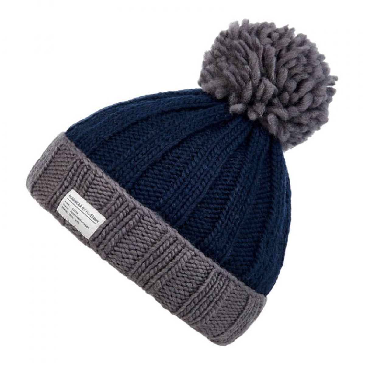 Kusan Pk1525 Moss Yarn Bobble In Grey/Navy– escape-whitleybay