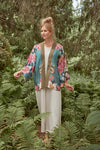 Powder PKJ21 Impressionist Floral Kimono Jacket - Teal Teal
